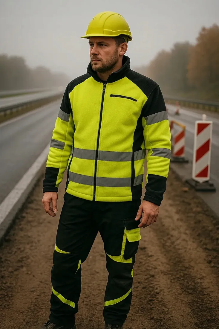 ubranie-robocze-spodnie-elastyczne-komplet-polar-odblaski-zestaw-koszulka