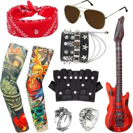 10x-akcesoria-rockman-stroj-przebranie-meskie-gitara-okulary-retro-vintage