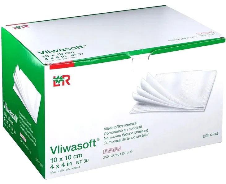 L&R - Vliwasoft 10 x 10 cm, jałowe 4w, 250 szt.