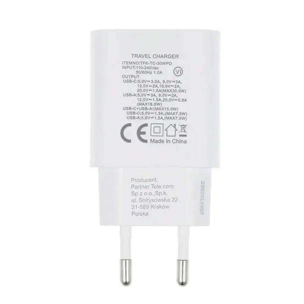ladowarka-forcell-usb-c-usb-3a-30w-pd-qc-4-0-kolor-bialy