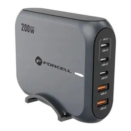 ladowarka-biurkowa-stacja-ladujaca-forcell-200w-3x-usb-c-2x-usb-a-pd-qc-gan
