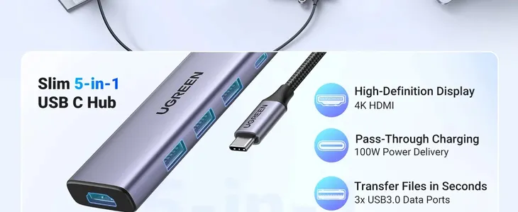 ugreen-adapter-hub-usb-c-do-hdmi-3x-usb-a-3-0-waga-z-opakowaniem-0-15-kg-kod-producenta-20956a