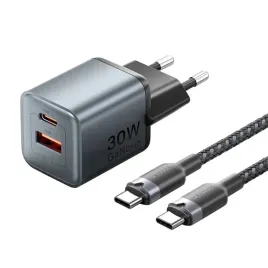 vention-ladowarka-sieciowa-zasilacz-gan-qc-pd-scp-usb-usb-c-30w-kabel-1m