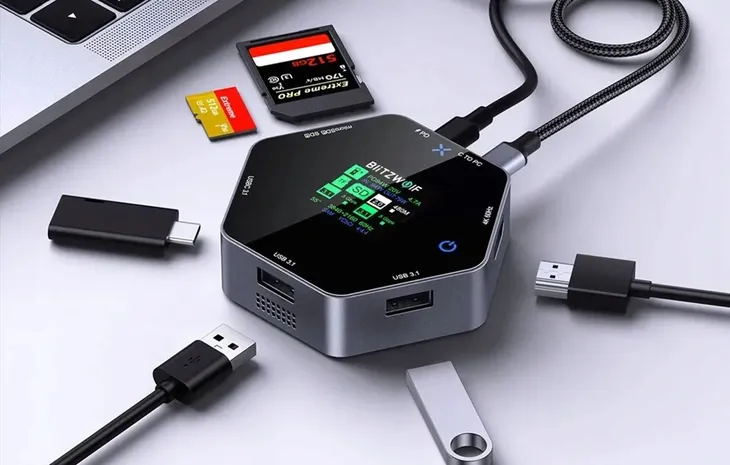 stacja-dokujaca-8w1-blitzwolf-bw-th16-usb-100w-lcd-smart-display-kod-producenta-bw-th16