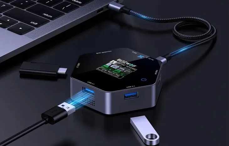 stacja-dokujaca-8w1-blitzwolf-bw-th16-usb-100w-lcd-smart-display-interfejs-usb-3-1-kod-producenta-bw-th16