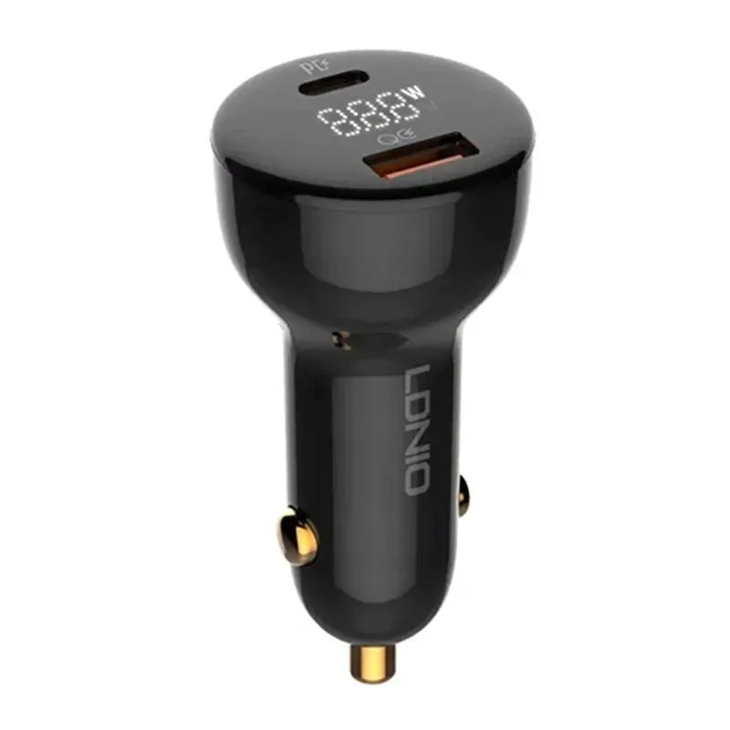 ldnio-ladowarka-samochodowa-kabel-usb-c-lightning-kolor-czarny