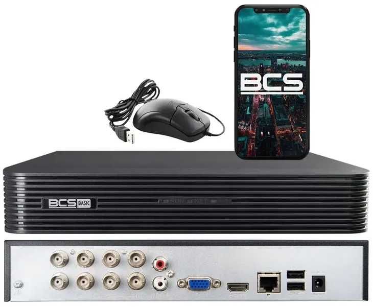 Rejestrator analogowy 8 kanałów AHD TVI CVI do monitoringu do 5MPx BCS