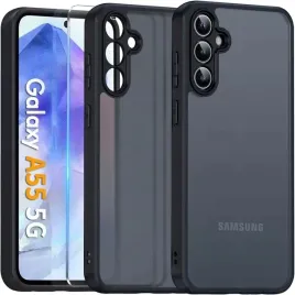 etui-do-samsung-a55-5g-mattcase-czarny-mat-szklo-hartowane-na-ekran