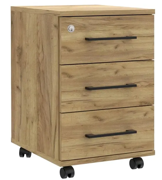 KONTENER BIUROWY HOME OFFICE Z SZUFLADAMI Z ZAMKIEM SZAFKA S62 DĄB CRAFT