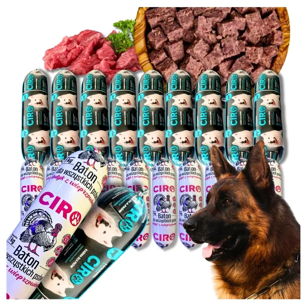 KARMA MOKRA DLA PSA BATON MIĘSNY WOŁOWINA INDYK MIX SMAKÓW CIRO 20x 1KG