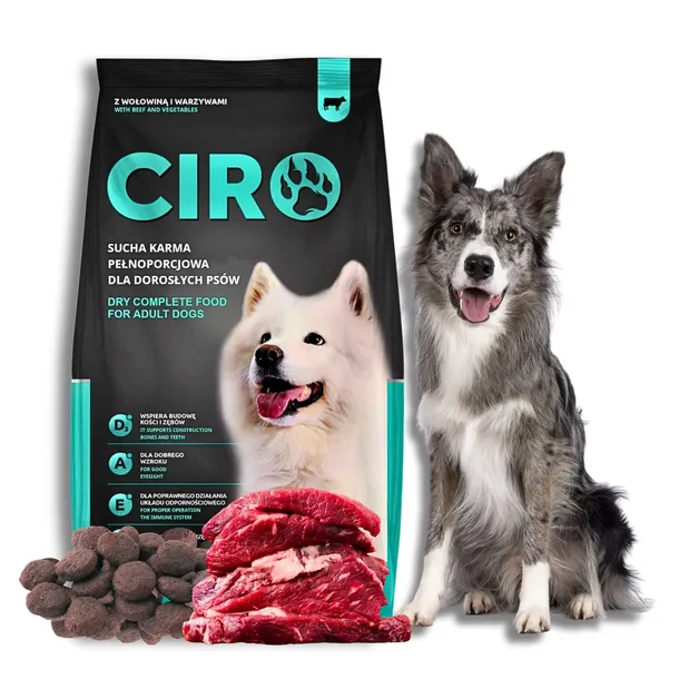 KARMA SUCHA DLA PSA WOŁOWINA WARZYWA ADULT DUŻE RASY BEEF CIRO 10 KG