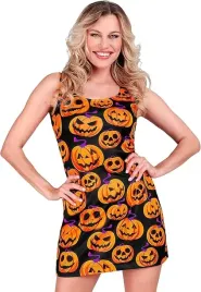 przebranie-stroj-halloween-sukienka-dynie-impreza-swiatlo-uv-retro-70-80