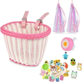 koszyk-rowerowy-dla-dziewczynek-akcesoria-do-roweru-rozowe-naklejki-30x