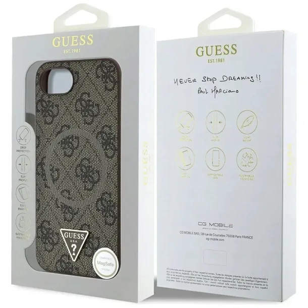 etui-guess-4g-ring-triangle-logo-magsafe-do-apple-iphone-16e-brazowy-zalaczone-wyposazenie-szklo-hartowane-szmatka-do-czyszczenia