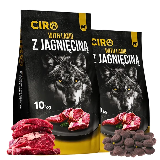 Karma Sucha z Jagnięciną Dla Psa Z Witaminami Duże Rasy 20kg Owczarek husky