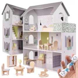 drewniany-domek-dla-lalek-mebelki-akcesoria-szary-70cm-gratis