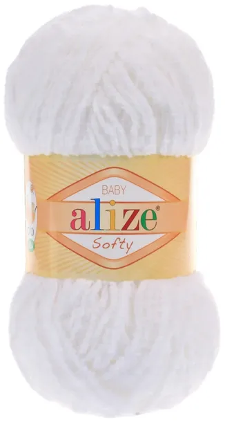 Włóczka Alize Softy - 55 BIAŁY - 115m/50g - 100% Mikroakryl