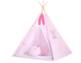 namiot-tipi-dla-dzieci-zawieszki-piora-biale-grochy-na-rozu-bobono