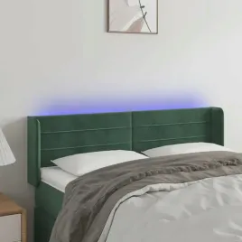 vidaxl-zaglowek-do-lozka-z-led-ciemnozielony-147x16x78-88cm-aksamit