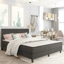 vidaxl-lozko-z-materacem-sprezynowym-ciemnoszare-tkanina-160x200-cm