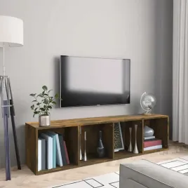 vidaxl-regal-na-ksiazki-szafka-rtv-przydymiony-dab-143x30x36-cm