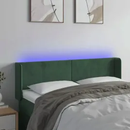 vidaxl-zaglowek-do-lozka-z-led-ciemnozielony-147x16x78-88cm-aksamit