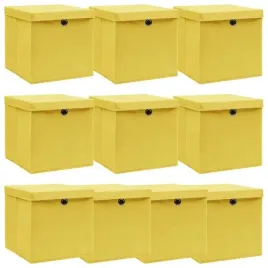 pudelka-z-pokrywami-10-szt-zolte-32x32x32-cm-tkanina-lumarko