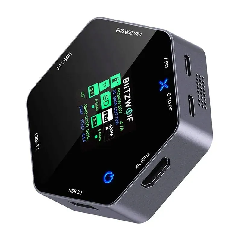 stacja-dokujaca-8w1-blitzwolf-bw-th16-usb-100w-lcd-smart-display-stan-nowy