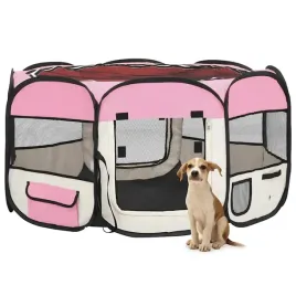 vidaxl-skladany-kojec-dla-psa-z-torba-rozowy-125x125x61-cm