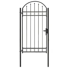 vidaxl-furtka-ogrodzeniowa-z-lukiem-100x250-cm-czarna