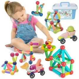 klocki-magnetyczne-xl-patyczki-kulki-sticks-duze-pojazdy-126-el-kuferek