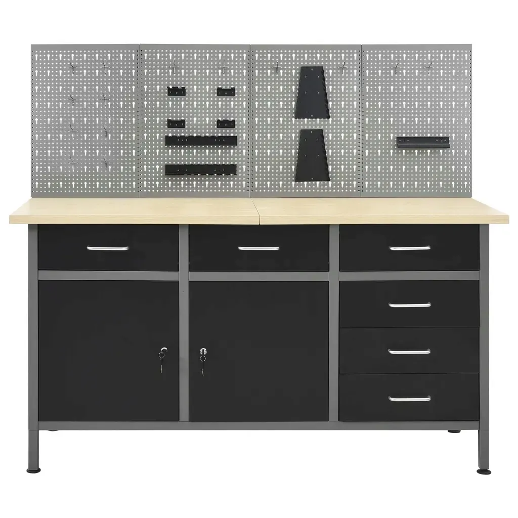 vidaxl-stol-roboczy-z-4-panelami-sciennymi-stan-nowy