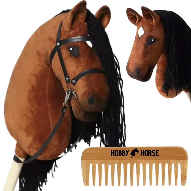 HOBBY HORSE KOŃ NA KIJU A3 KONIK GŁOWA KONIA PATYKU Z GRZYWĄ + GRZEBIEŃ