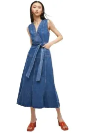 karen-millen-sukienka-jeansowa-midi-z-wiazaniem-prosta-38-3r5