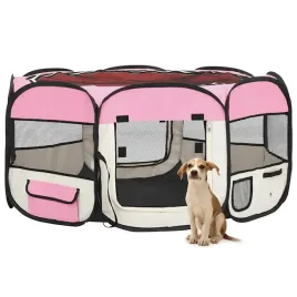 vidaxl-skladany-kojec-dla-psa-z-torba-rozowy-145x145x61-cm