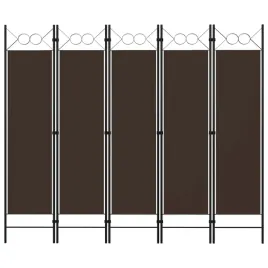 vidaxl-parawan-5-panelowy-brazowy-200-x-180-cm