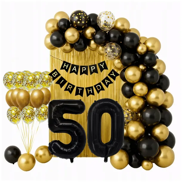 ZESTAW BALONÓW DEKORACJI BALONY NA 50 URODZINY GIRLANDA XXL ŚCIANKA KURTYNA