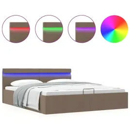 vidaxl-rama-lozka-z-podnosnikiem-i-led-taupe-tkanina-160-x-200-cm
