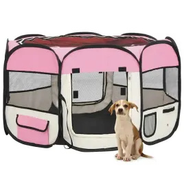 vidaxl-skladany-kojec-dla-psa-z-torba-rozowy-110x110x58-cm