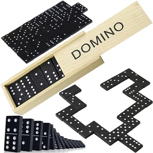 Domino gra drewniana w pudełku 28 elementów przenośna turystyczna zabawka