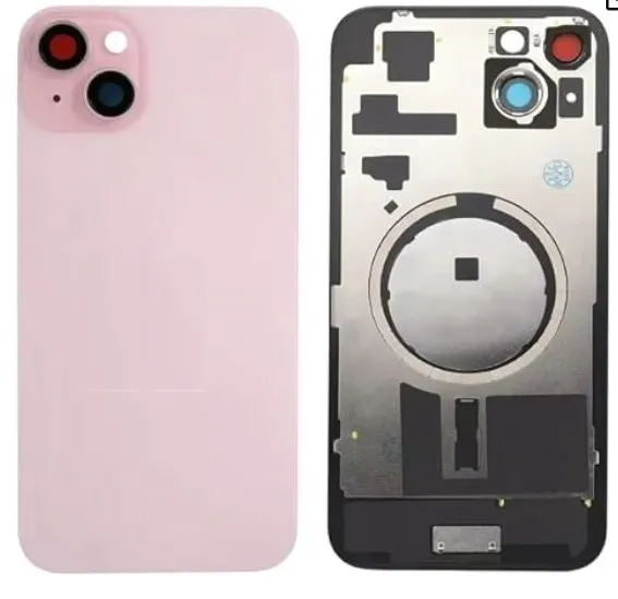 iPhone 15 Pink Różowa klapka tylna UZBROJONA + Uszczelka montażowa