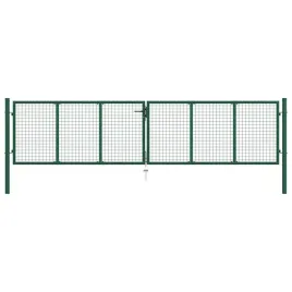vidaxl-brama-ogrodzeniowa-z-siatki-stalowa-390-x-75-cm-zielona