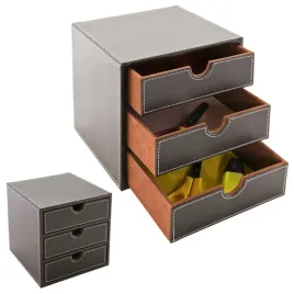 skorzany-organizer-na-biurko-przybornik-biurowy-szafka-3-szufladowa-kostka