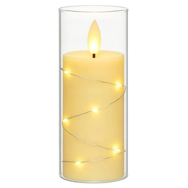 ŚWIECA LED DEKORACYJNA EFEKT PŁOMIENIA ŚWIECZKA WKŁAD BATERIE 20cm LED
