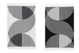 dwustronny-dywanik-czarny-kremowy-polkola-linie-fredzelki-orient-60x90-cm