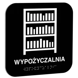 tabliczka-wypozyczalnia-16x16-cm-czarna-z-napisem-or-braille-dla-niewidomych
