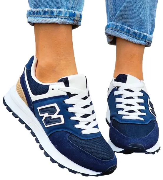 Biało-Granatowe Buty Sportowe Damskie B N 37