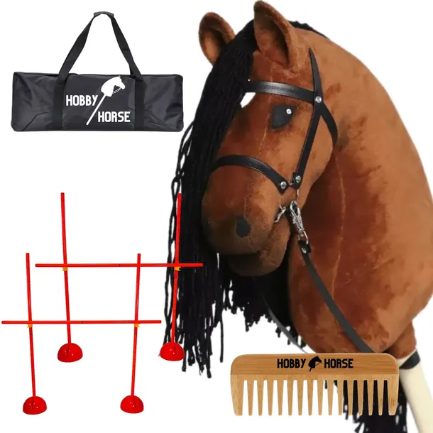 Zestaw Hobby Horse Koń Na Kiju A3 2x Przeszkoda Do Skakania 120CM Grzebień