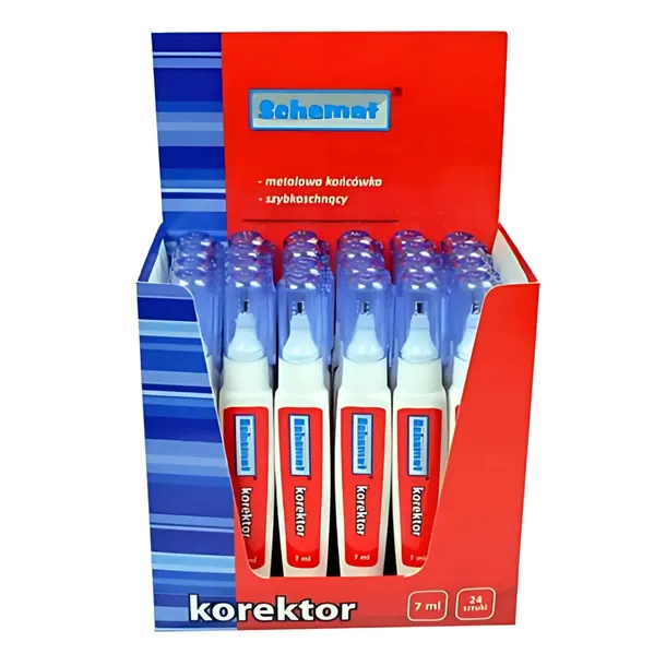 Schemat Korektor z Metalową Końcówką Szybkoschnący Dokładny 7ml 24 Sztuki