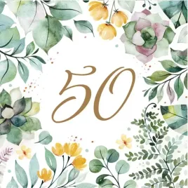 serwetki-50-urodziny-piecdziesiatka-boho-liscie-wiosna-party-33x33cm-20szt